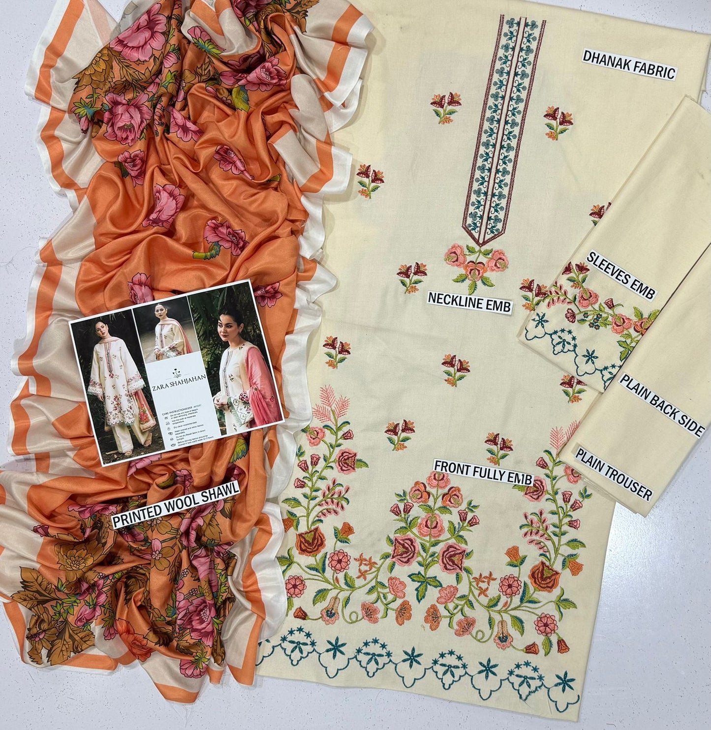 ZARA SHAHJAHAN Embroidery Dhanak 3PC