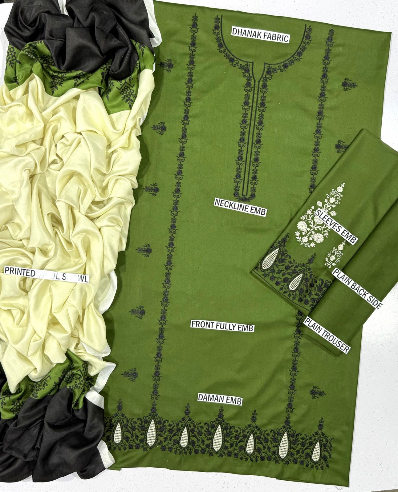 JAZMIN Embroidery Dhanak 3PC