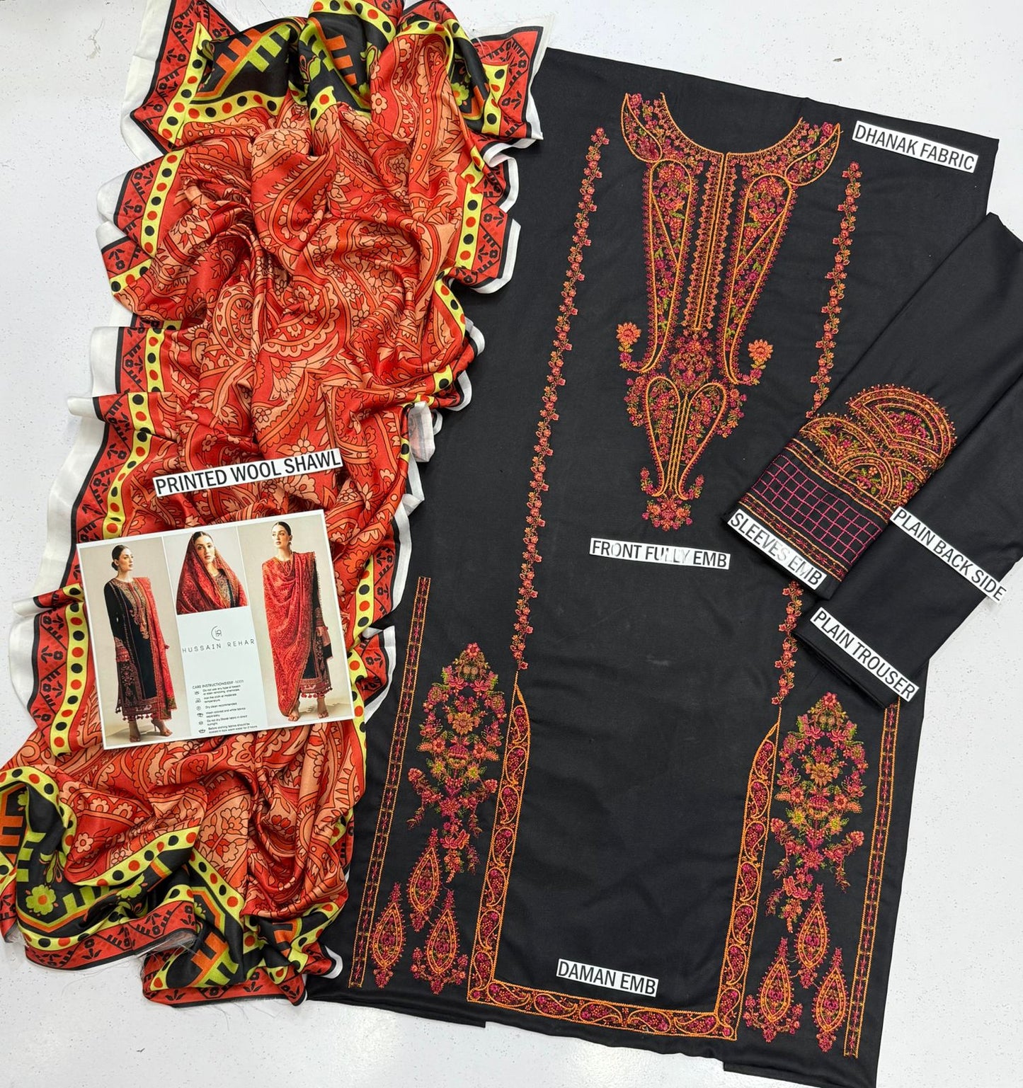 HUSNAIN REHAR Embroidery Dhanak 3PC