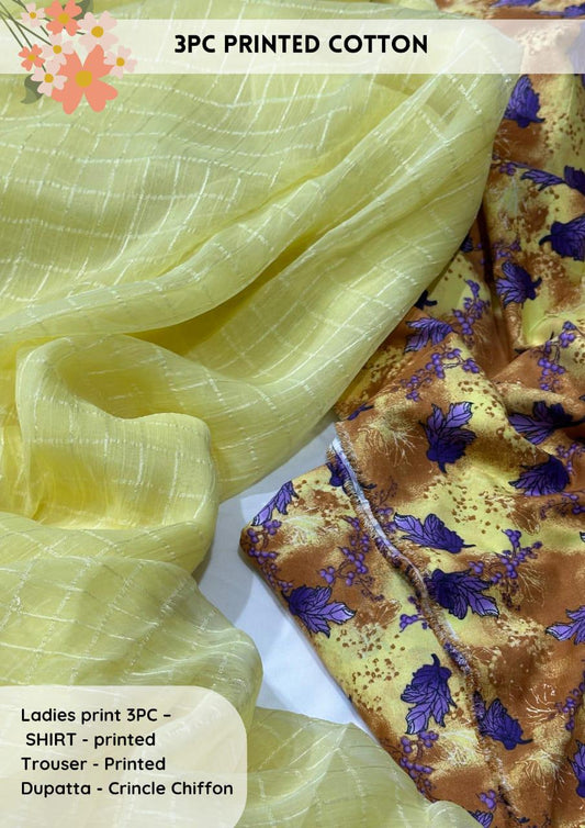 3pc Cotton Suit For Mid Season