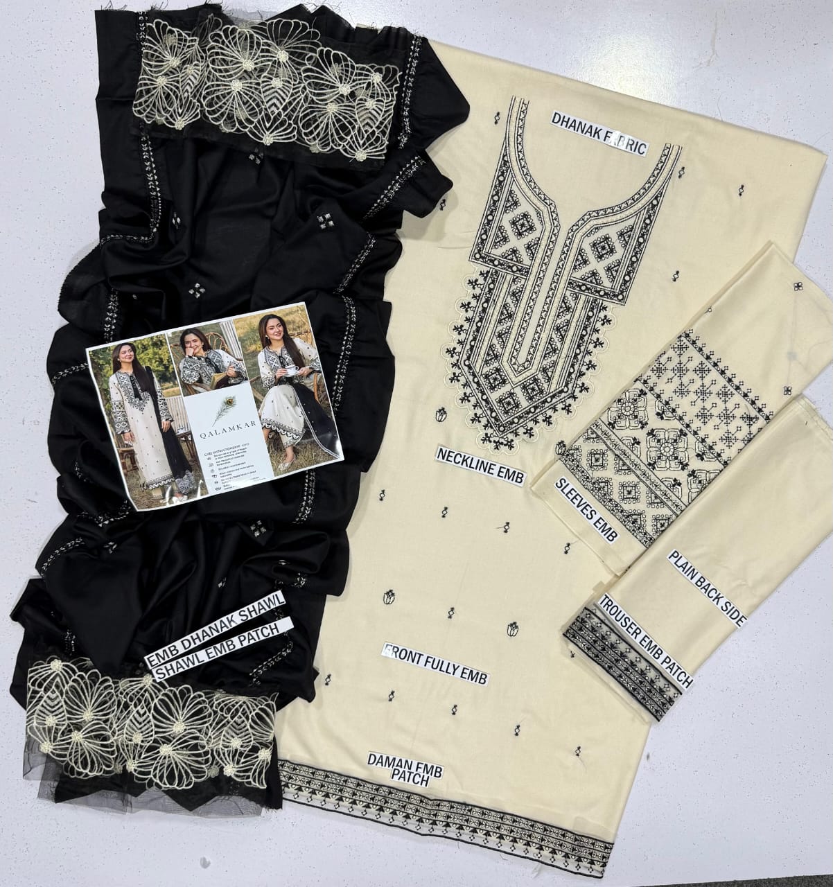 QALAMKAR Embroidery Dhanak 3PC