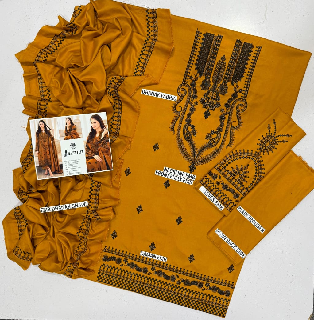 JAZMIN Embroidery Dhanak 3PC