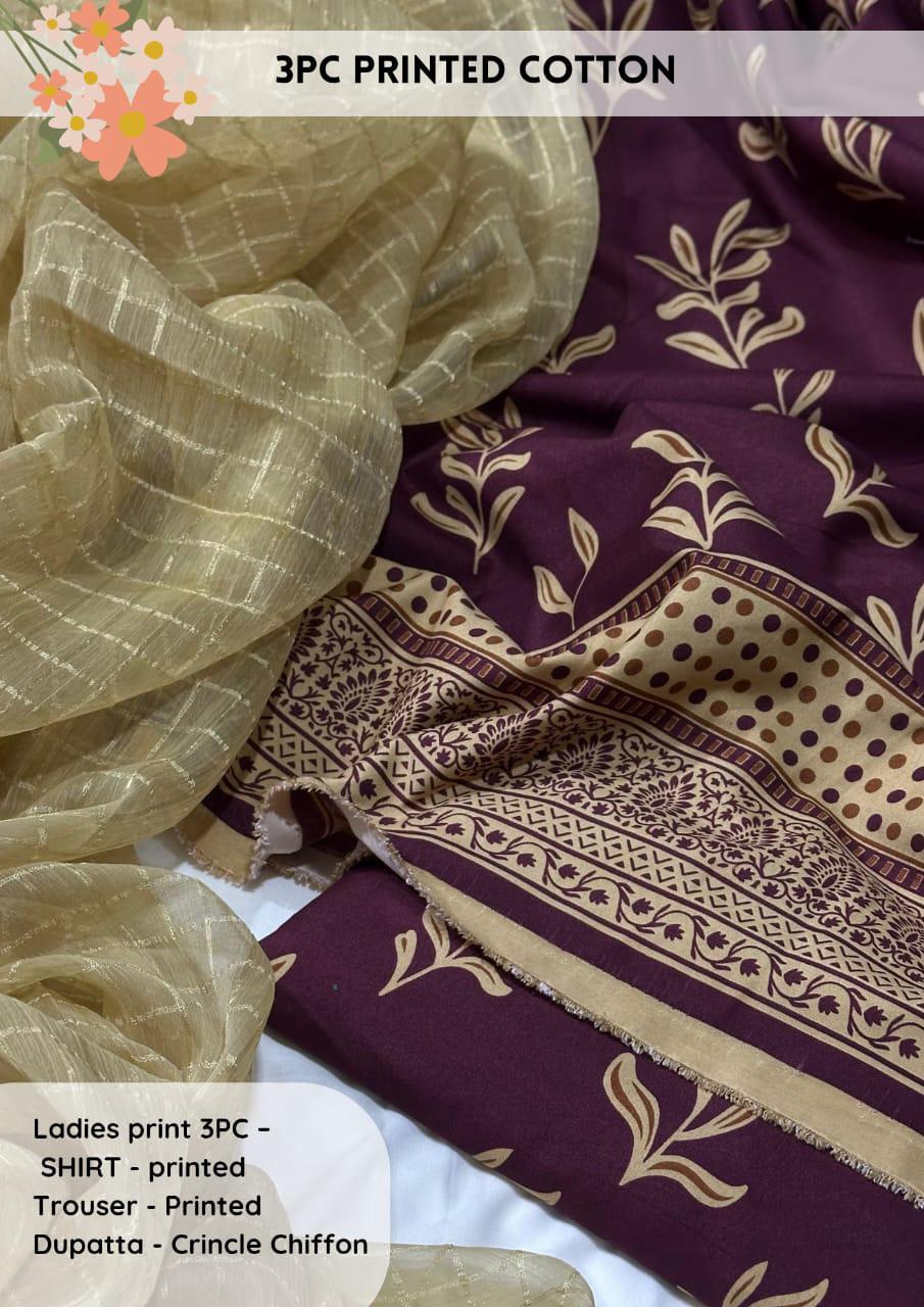 3pc Cotton Suit For Mid Season