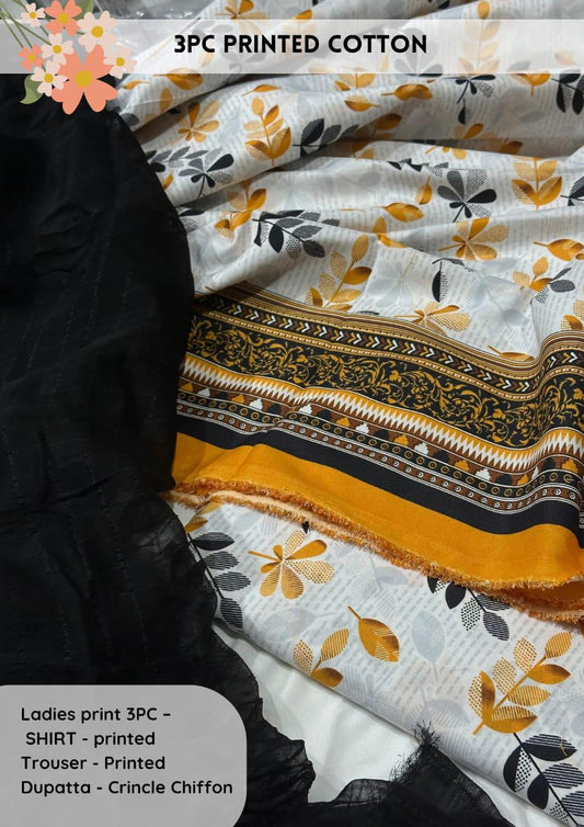 3pc Cotton Suit For Mid Season