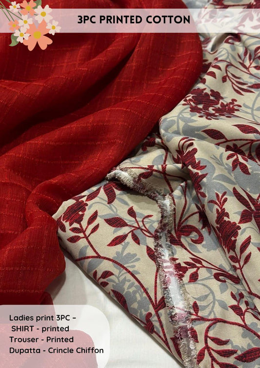 3pc Cotton Suit For Mid Season