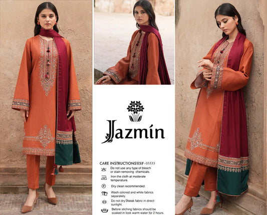 JAZMIN Embroidery Dhanak 3PC