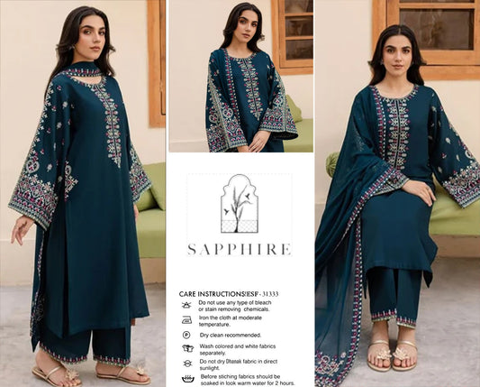 SAPPHIRE Embroidery Dhanak 3PC