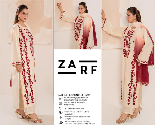ZARF Embroidery Dhanak 3PC