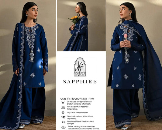 SAPPHIRE Embroidery Dhanak 3PC