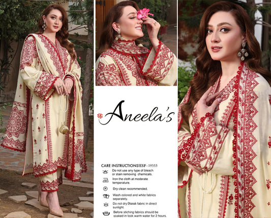 ANEELA'S Embroidery Dhanak 3PC