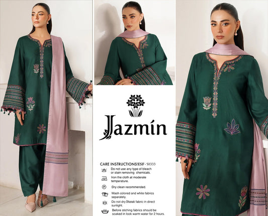 JAZMIN Embroidery Dhanak 3PC
