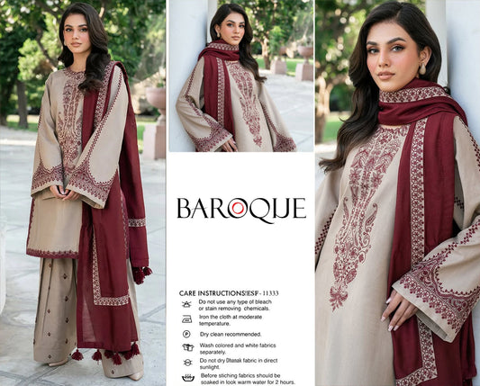 BAROQUE Embroidery Dhanak 3PC