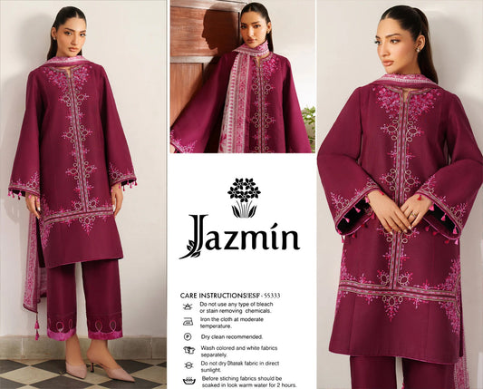 JAZMIN Embroidery Dhanak 3PC