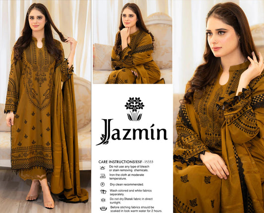 JAZMIN Embroidery Dhanak 3PC