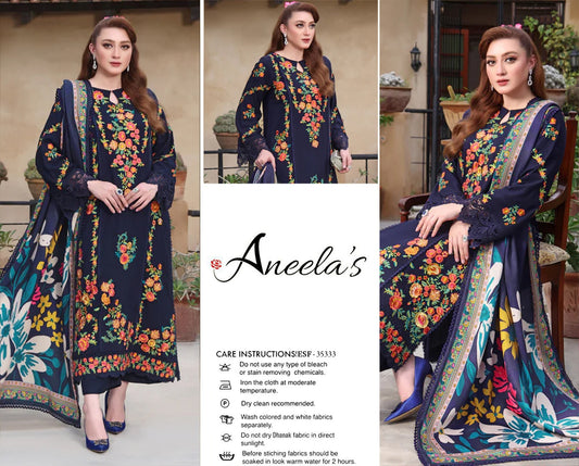 ANEELA'S Embroidery Dhanak 3PC